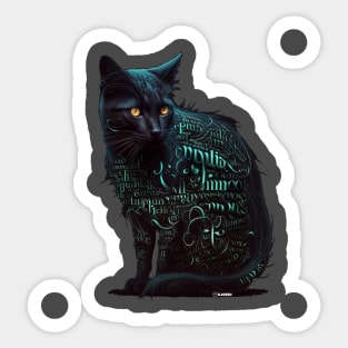 Black Cat of Magic Text Sticker